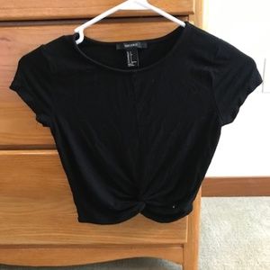 Forever 21 Cropped Fake Tie Tee
